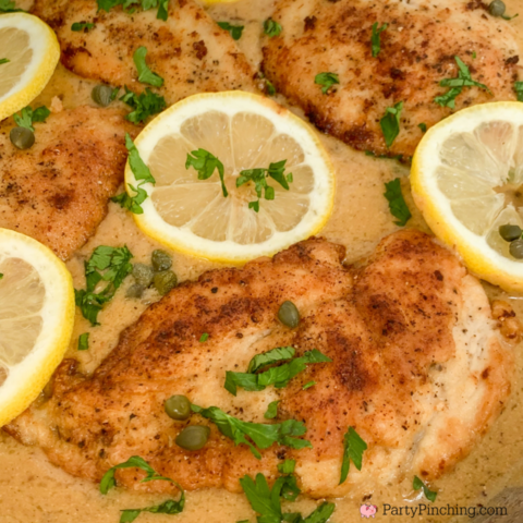 Super easy chicken piccata, best easy 30 minute chicken piccata recipe, easy 30 minute meals, best easy meals for company dinner party, best easy family weeknight dinner, kid friendly dinners