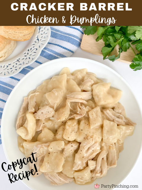 Cracker Barrel Chicken and Dumplings recipe, copycat Cracker barrel chicken and dumplings, best easy Cracker Barrel Chicken and dumplings recipe, best original Cracker Barrel Chicken & Dumplings copycat recipe, best Cracker Barrel copycat recipes, homemade flour flat chicken dumplings