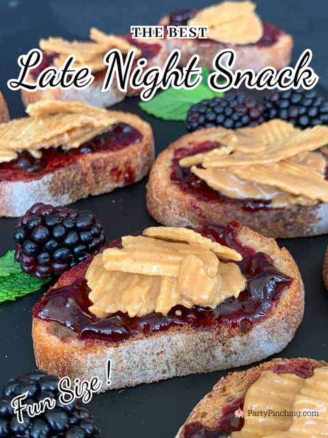 the best late night snack, viral tiktok instagram late night snack seattle hand doc, peanut butter ruffles potato chips jam and toast, mini fun size baguette, easy 10 minute snack for movie night, late night latenight snack, 10/10 late night snack Seattle hand doc seattlehanddoc