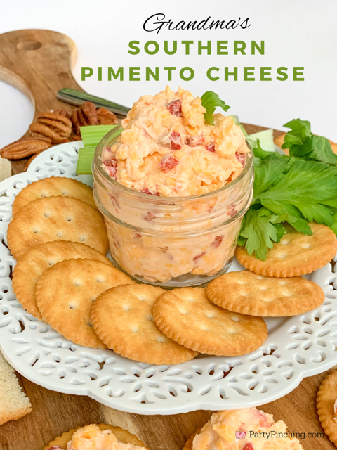 best pimento cheese, grandma's southern classic pimento cheese recipe, fresh grated homemade pimento sharp cheddar cheese recipe, best southern pimento cheese recipe on white bread crackers celery, best pimento cheese spread dip recipe, best Masters golf tournament pimento cheese sandwich copycat recipe easy, Masters golf pimento cheese sandwich, Masters golf party pimento cheese