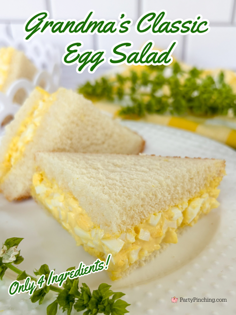 Grandma's Classic Egg Salad, best easy classic egg salad, 4 ingredient egg salad, super easy creamy egg salad, simple egg salad, southern egg salad sandwich, best egg salad sandwich recipe grandma mom used to make, Master's egg salad
