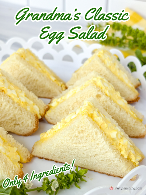 Grandma's Classic Egg Salad, best easy classic egg salad, 4 ingredient egg salad, super easy creamy egg salad, simple egg salad, southern egg salad sandwich, best egg salad sandwich recipe grandma mom used to make, Master's egg salad