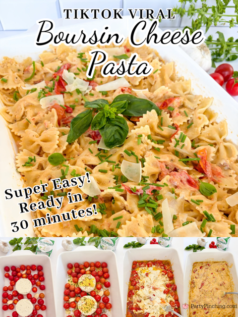 TikTok viral Boursin Cheese Pasta, easy best Boursin cheese recipes, Garlic and herb Boursin cheese recipe, best easy pasta recipe 30 minute meals, best easy kid friendly meals, best family meal recipe ideas, bowtie pasta recipe
